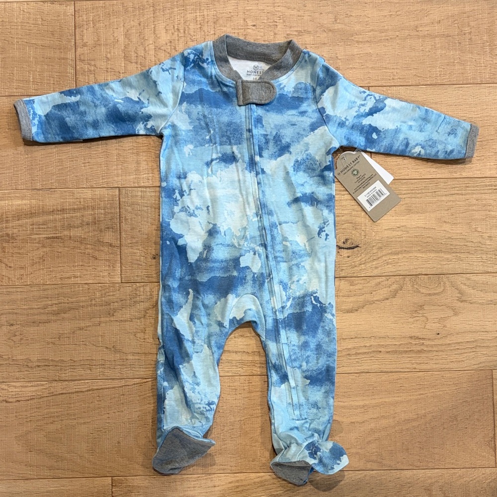 The Honest Company Blue and Gray Tie-Dye Kids Footie